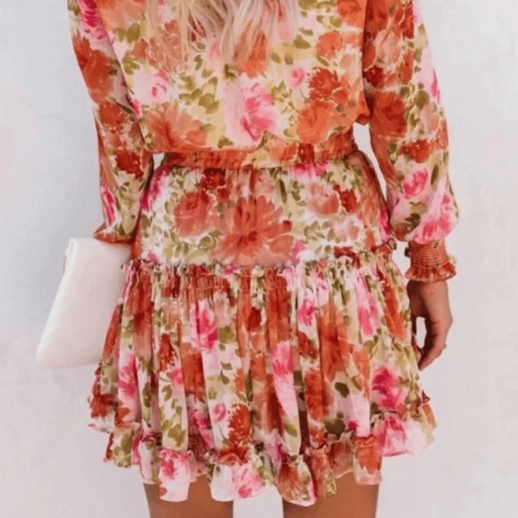 Boho Spring Floral Mini Dress – Long Sleeve, Flowy & Chic” Cottagecore - Picture 7 of 8